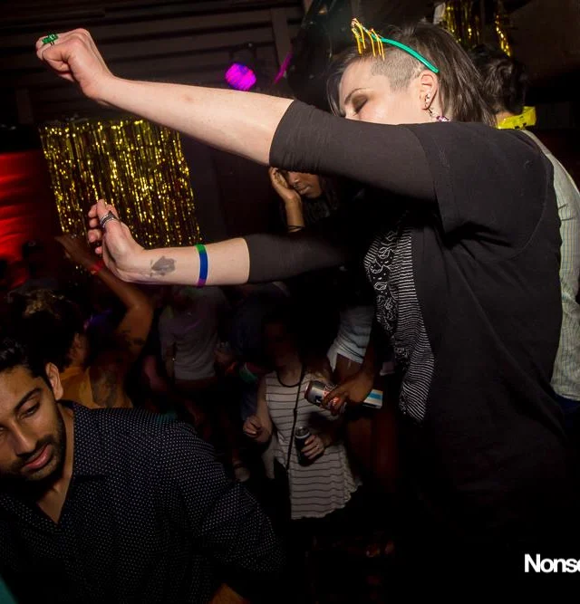 Nonsense EAV Indie Pop Dance Party - July 2017 at The Basement in EAV! Kimber is the DJ! We get ridiculous! Photo by Oh Snap!