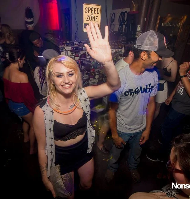 Nonsense EAV Indie Pop Dance Party - July 2017 at The Basement in EAV! Kimber is the DJ! We get ridiculous! Photo by Oh Snap!