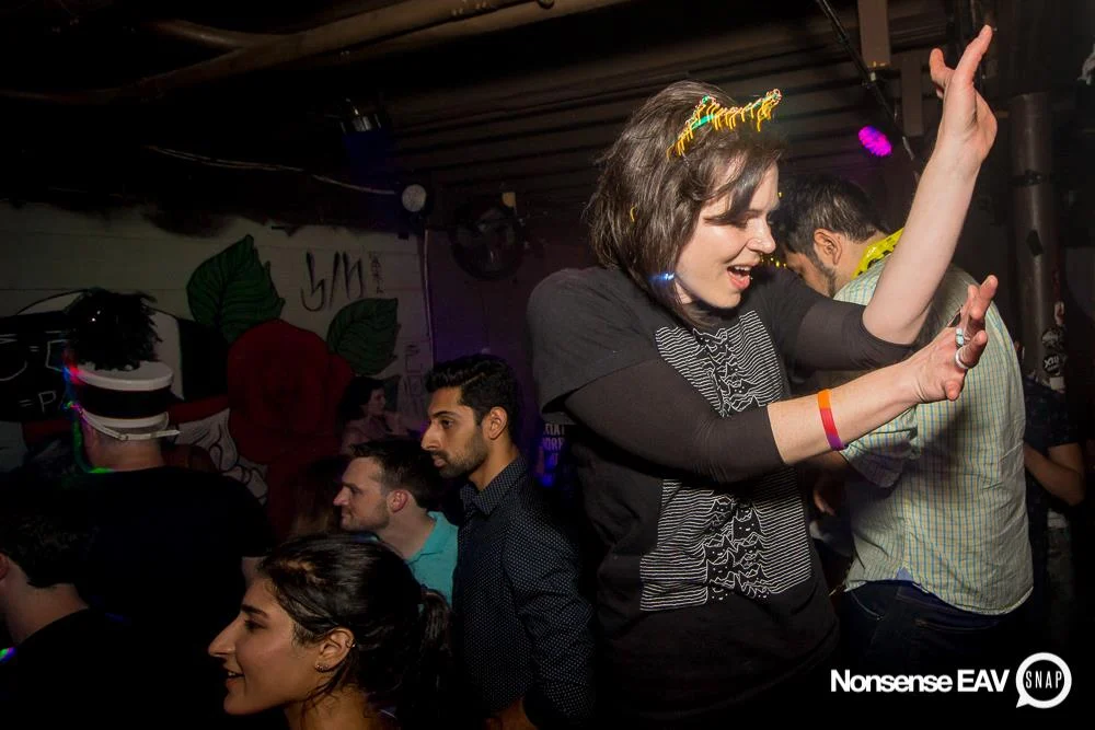 Nonsense EAV Indie Pop Dance Party - July 2017 at The Basement in EAV! Kimber is the DJ! We get ridiculous! Photo by Oh Snap!