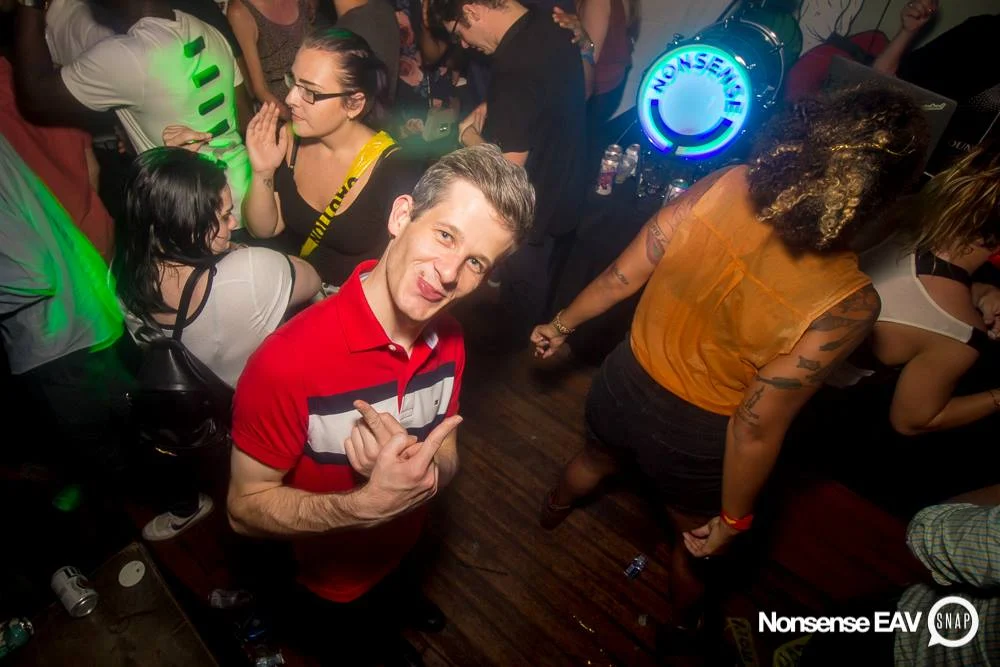 Nonsense EAV Indie Pop Dance Party - July 2017 at The Basement in EAV! Kimber is the DJ! We get ridiculous! Photo by Oh Snap!