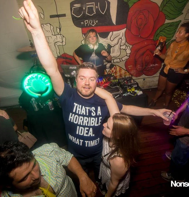 Nonsense EAV Indie Pop Dance Party - July 2017 at The Basement in EAV! Kimber is the DJ! We get ridiculous! Photo by Oh Snap!