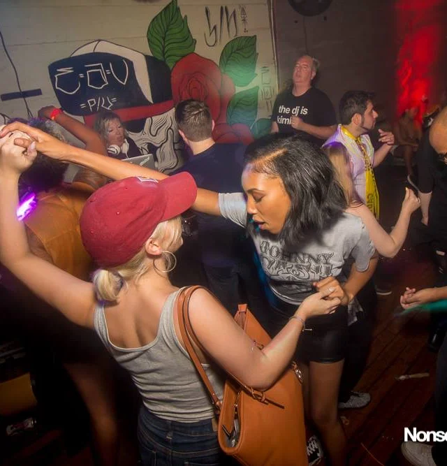 Nonsense EAV Indie Pop Dance Party - July 2017 at The Basement in EAV! Kimber is the DJ! We get ridiculous! Photo by Oh Snap!