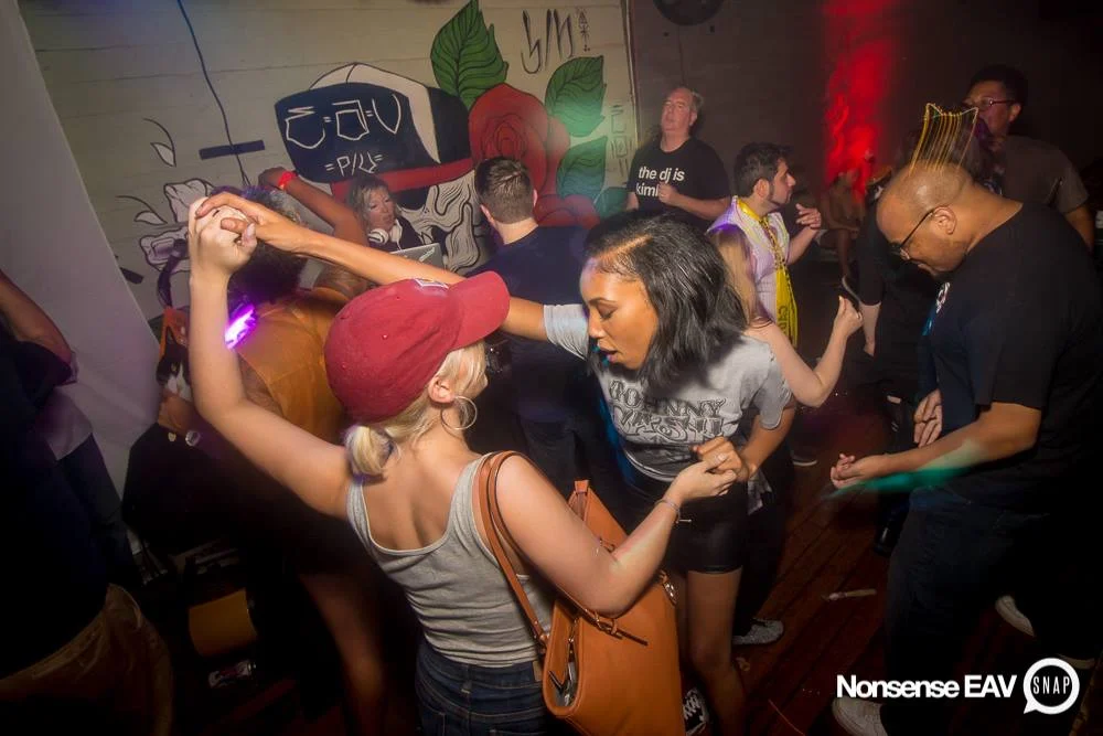 Nonsense EAV Indie Pop Dance Party - July 2017 at The Basement in EAV! Kimber is the DJ! We get ridiculous! Photo by Oh Snap!