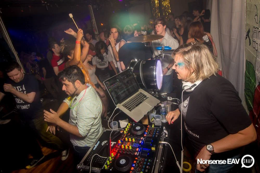 Nonsense EAV Indie Pop Dance Party - July 2017 at The Basement in EAV! Kimber is the DJ! We get ridiculous! Photo by Oh Snap!