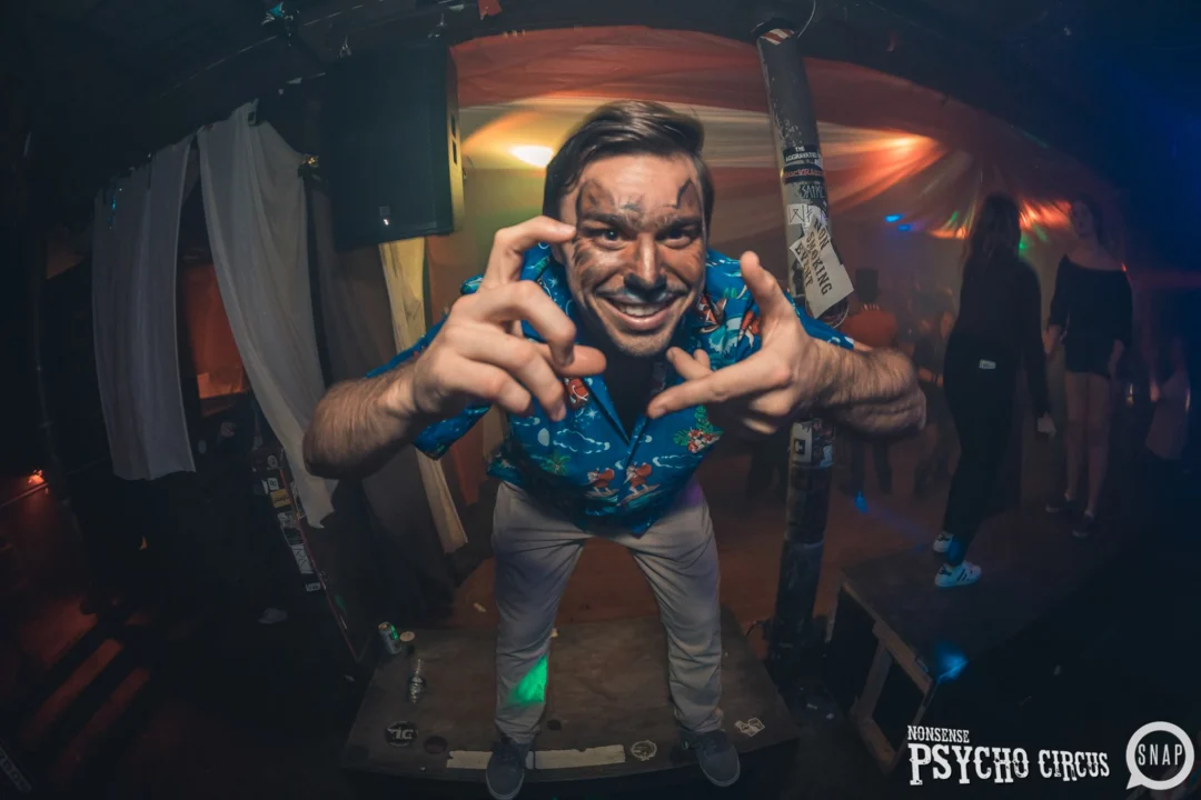 Nonsense - PSYCHO CIRCUS 2 with special guest performances by EVAH DESTRUCTION! The DJ is Kimber! 3rd Friday of every month at The Basement in EAV. Photo by Oh Snap/Fabeaux