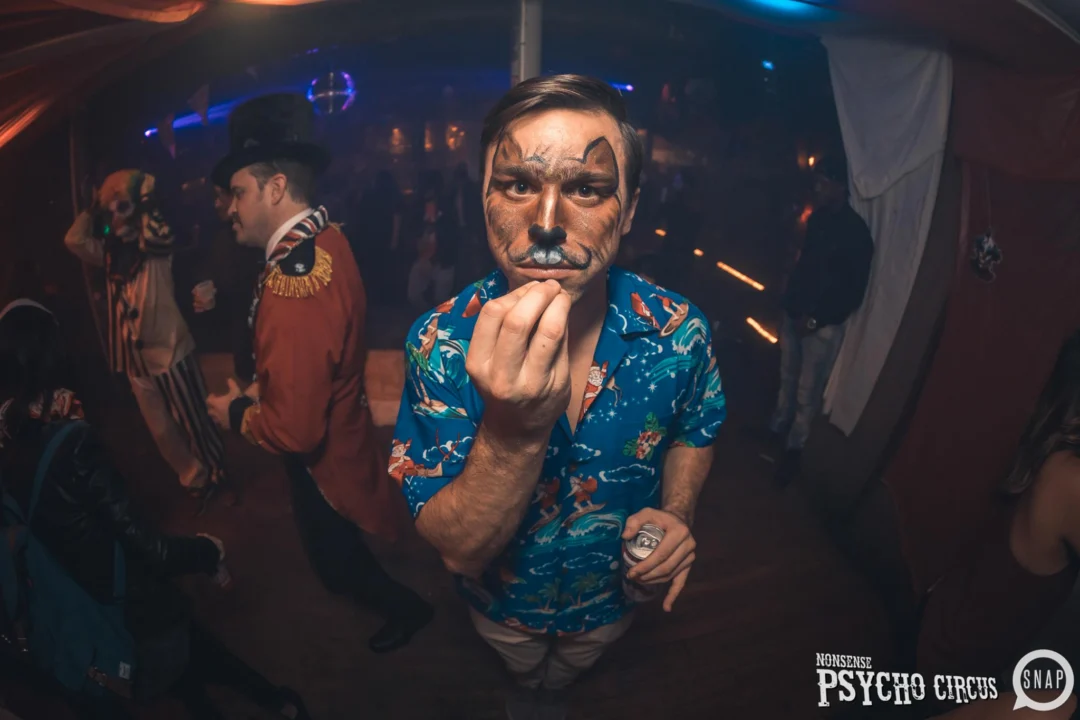 Nonsense - PSYCHO CIRCUS 2 with special guest performances by EVAH DESTRUCTION! The DJ is Kimber! 3rd Friday of every month at The Basement in EAV. Photo by Oh Snap/Fabeaux