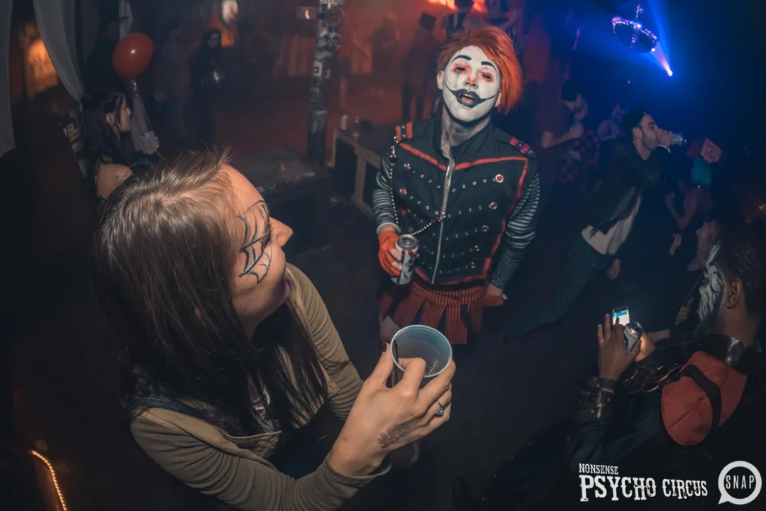 Nonsense - PSYCHO CIRCUS 2 with special guest performances by EVAH DESTRUCTION! The DJ is Kimber! 3rd Friday of every month at The Basement in EAV. Photo by Oh Snap/Fabeaux