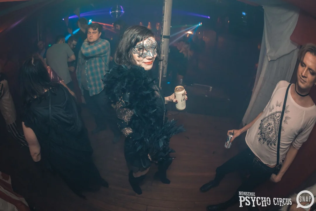 Nonsense - PSYCHO CIRCUS 2 with special guest performances by EVAH DESTRUCTION! The DJ is Kimber! 3rd Friday of every month at The Basement in EAV. Photo by Oh Snap/Fabeaux
