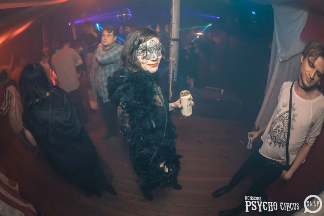 Nonsense - PSYCHO CIRCUS 2 with special guest performances by EVAH DESTRUCTION! The DJ is Kimber! 3rd Friday of every month at The Basement in EAV. Photo by Oh Snap/Fabeaux