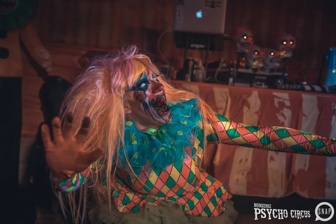 Nonsense - PSYCHO CIRCUS 2 with special guest performances by EVAH DESTRUCTION! The DJ is Kimber! 3rd Friday of every month at The Basement in EAV. Photo by Oh Snap/Fabeaux