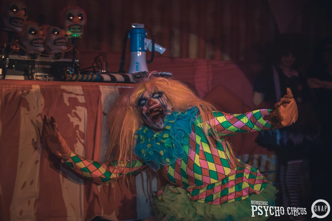 Nonsense - PSYCHO CIRCUS 2 with special guest performances by EVAH DESTRUCTION! The DJ is Kimber! 3rd Friday of every month at The Basement in EAV. Photo by Oh Snap/Fabeaux