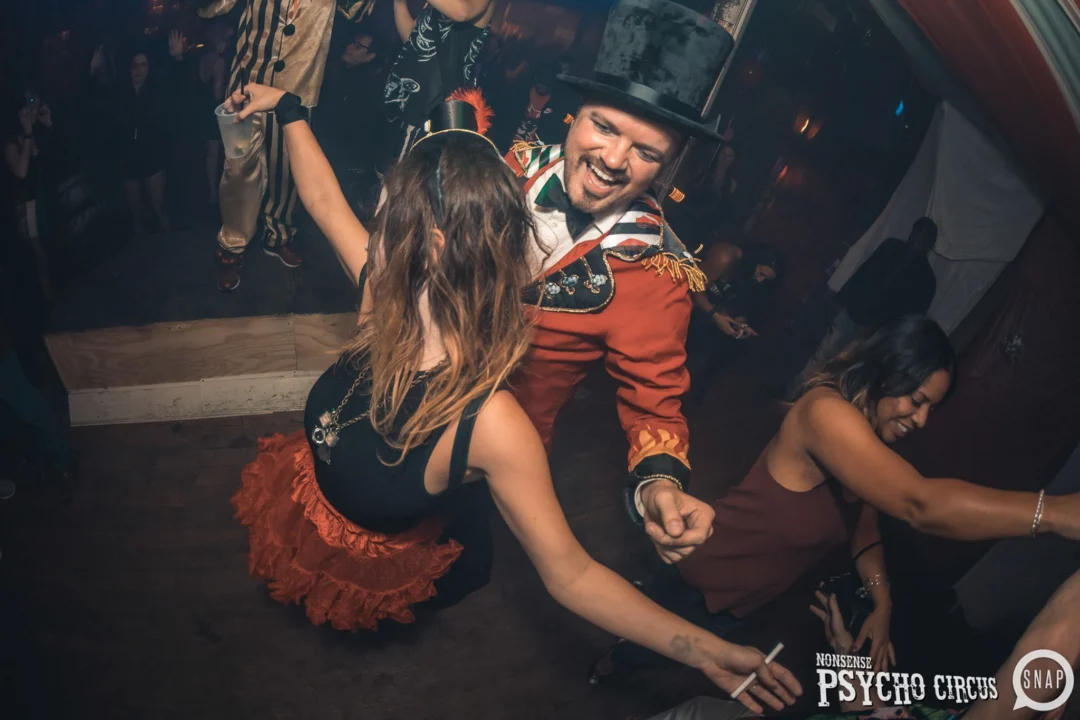 Nonsense - PSYCHO CIRCUS 2 with special guest performances by EVAH DESTRUCTION! The DJ is Kimber! 3rd Friday of every month at The Basement in EAV. Photo by Oh Snap/Fabeaux