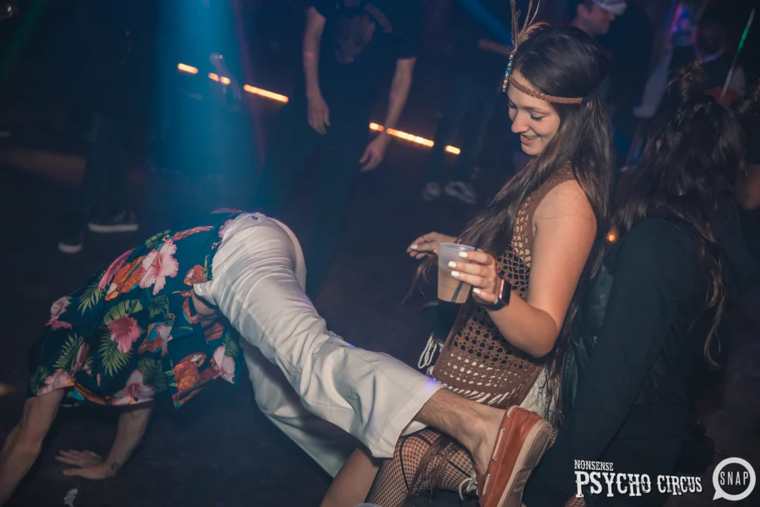 Nonsense - PSYCHO CIRCUS 2 with special guest performances by EVAH DESTRUCTION! The DJ is Kimber! 3rd Friday of every month at The Basement in EAV. Photo by Oh Snap/Fabeaux
