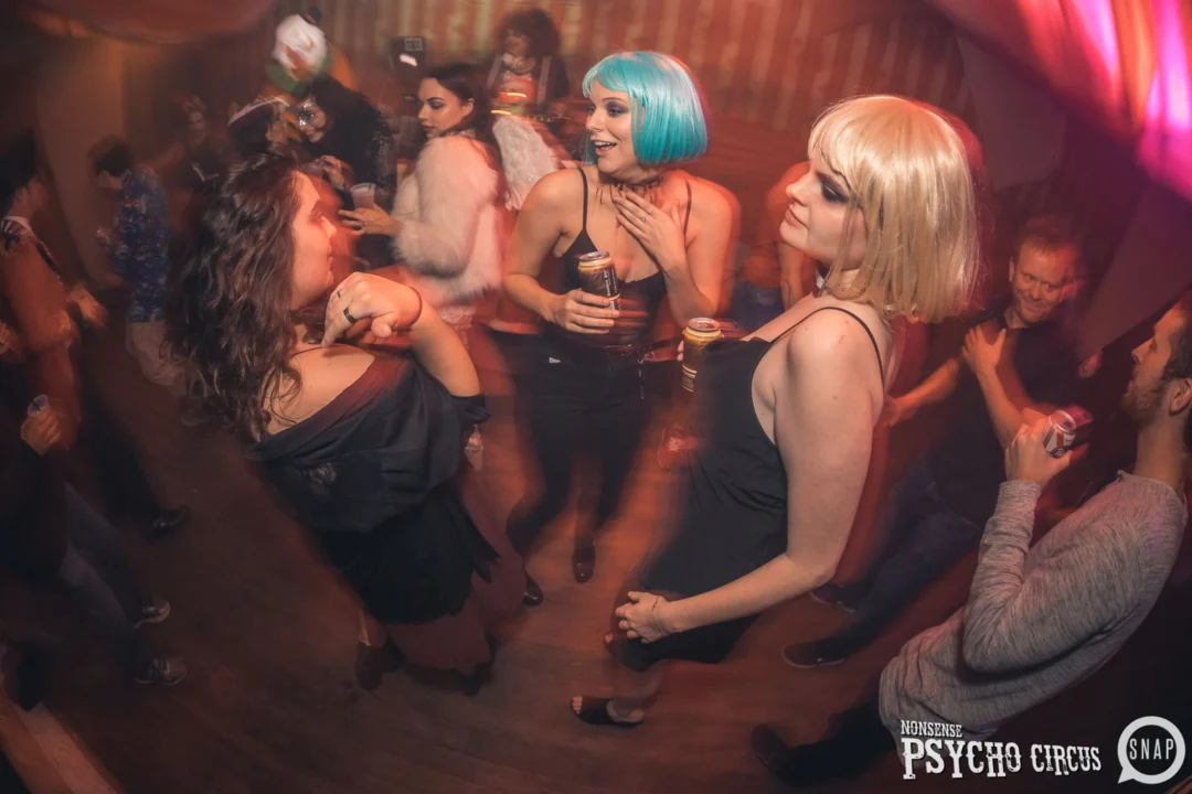 Nonsense - PSYCHO CIRCUS 2 with special guest performances by EVAH DESTRUCTION! The DJ is Kimber! 3rd Friday of every month at The Basement in EAV. Photo by Oh Snap/Fabeaux