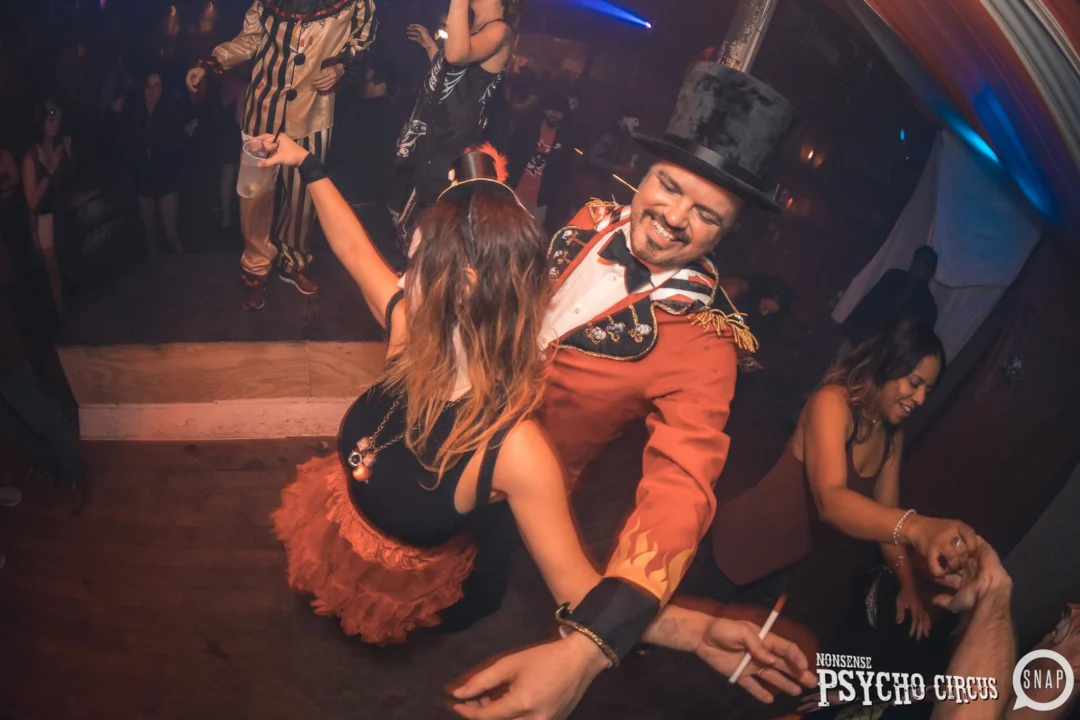 Nonsense - PSYCHO CIRCUS 2 with special guest performances by EVAH DESTRUCTION! The DJ is Kimber! 3rd Friday of every month at The Basement in EAV. Photo by Oh Snap/Fabeaux