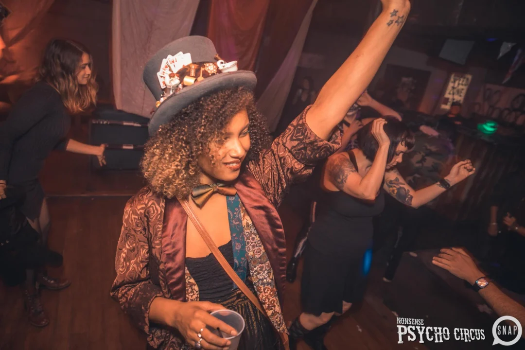 Nonsense - PSYCHO CIRCUS 2 with special guest performances by EVAH DESTRUCTION! The DJ is Kimber! 3rd Friday of every month at The Basement in EAV. Photo by Oh Snap/Fabeaux