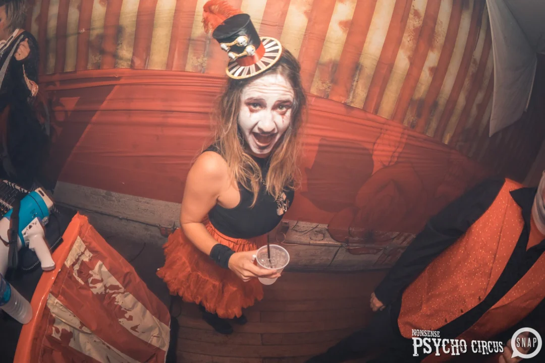 Nonsense - PSYCHO CIRCUS 2 with special guest performances by EVAH DESTRUCTION! The DJ is Kimber! 3rd Friday of every month at The Basement in EAV. Photo by Oh Snap/Fabeaux