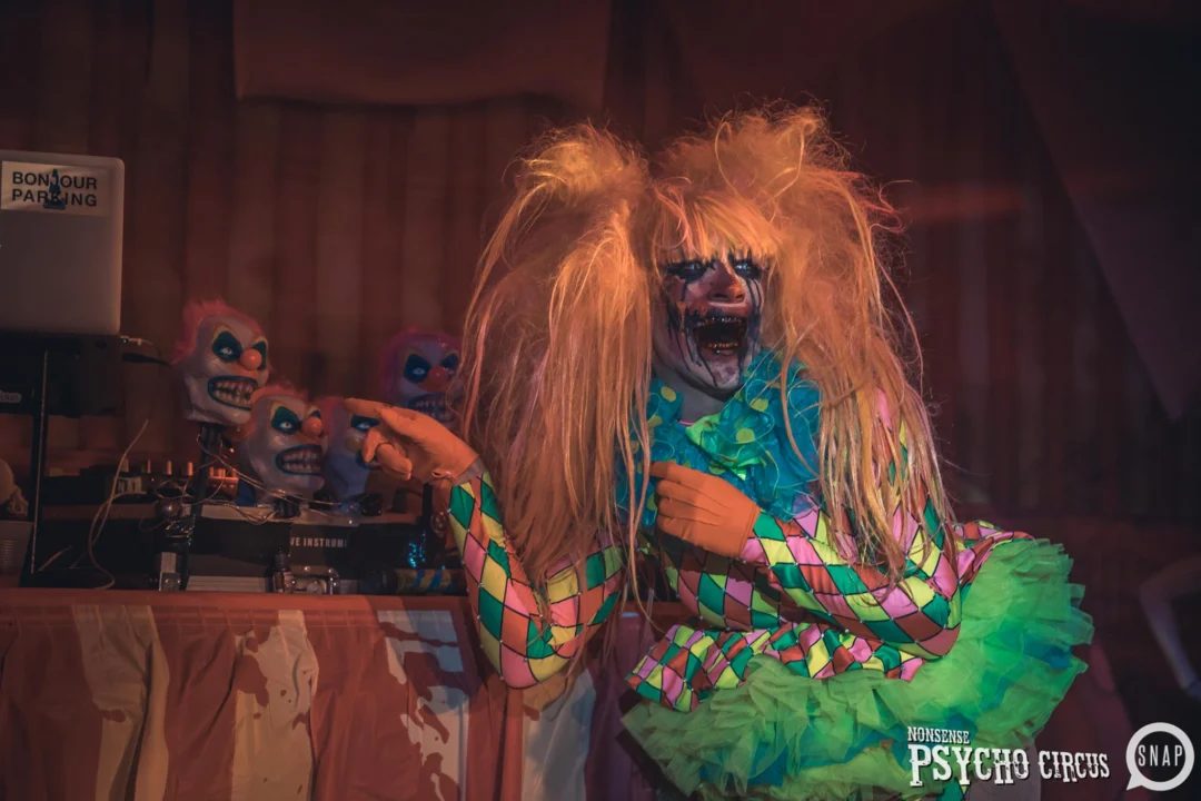 Nonsense - PSYCHO CIRCUS 2 with special guest performances by EVAH DESTRUCTION! The DJ is Kimber! 3rd Friday of every month at The Basement in EAV. Photo by Oh Snap/Fabeaux