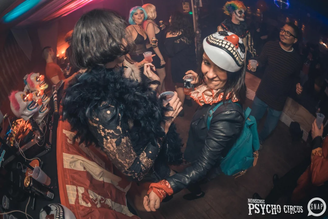 Nonsense - PSYCHO CIRCUS 2 with special guest performances by EVAH DESTRUCTION! The DJ is Kimber! 3rd Friday of every month at The Basement in EAV. Photo by Oh Snap/Fabeaux