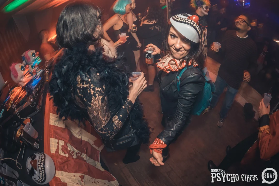 Nonsense - PSYCHO CIRCUS 2 with special guest performances by EVAH DESTRUCTION! The DJ is Kimber! 3rd Friday of every month at The Basement in EAV. Photo by Oh Snap/Fabeaux