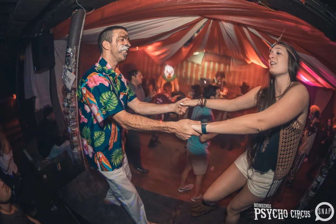 Nonsense - PSYCHO CIRCUS 2 with special guest performances by EVAH DESTRUCTION! The DJ is Kimber! 3rd Friday of every month at The Basement in EAV. Photo by Oh Snap/Fabeaux