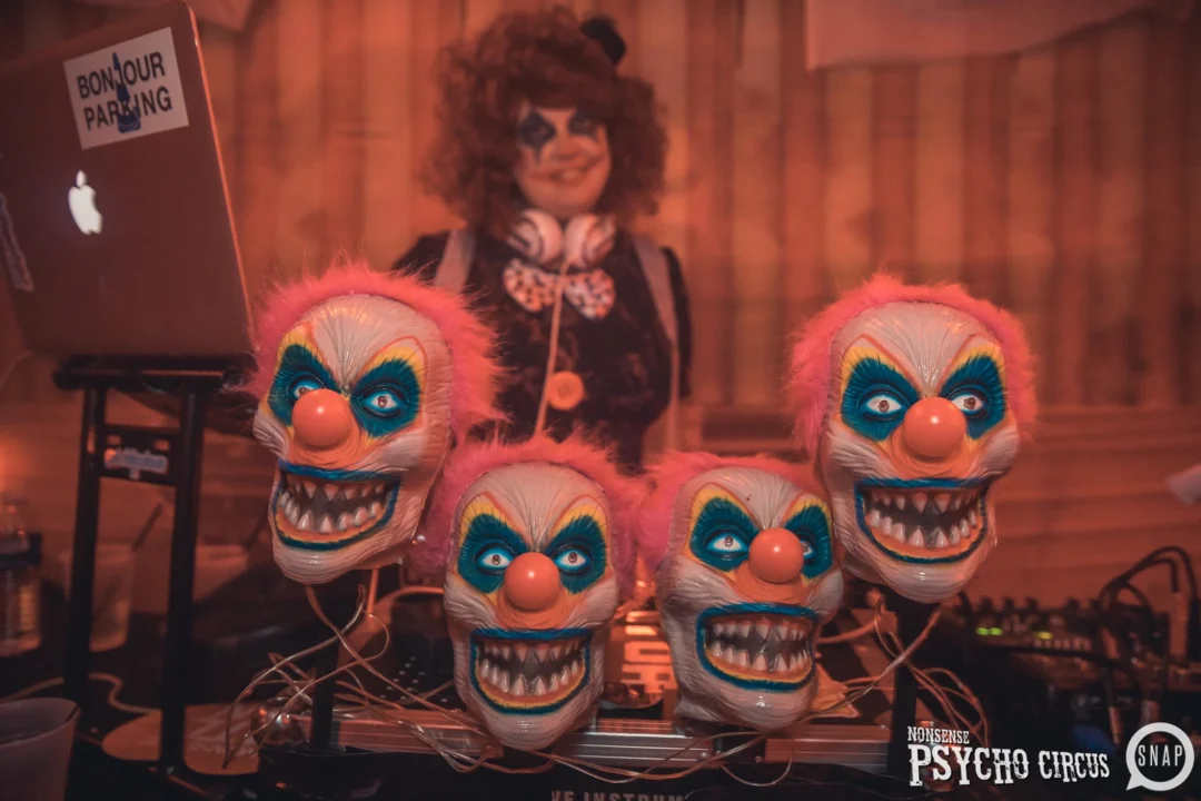 Nonsense - PSYCHO CIRCUS 2 with special guest performances by EVAH DESTRUCTION! The DJ is Kimber! 3rd Friday of every month at The Basement in EAV. Photo by Oh Snap/Fabeaux