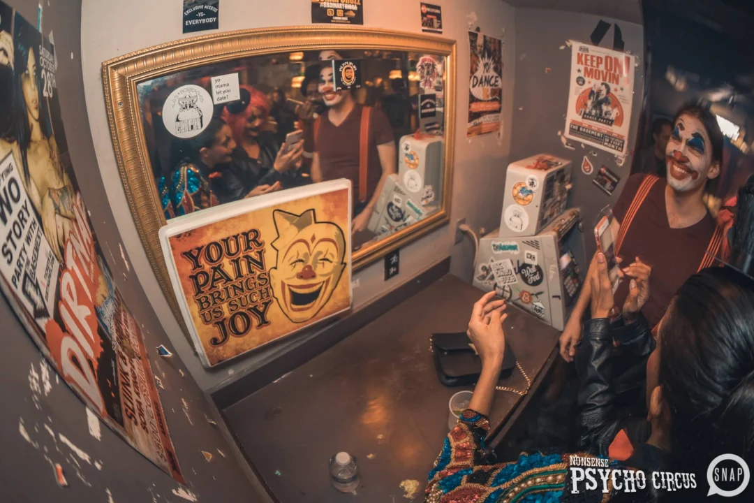 Nonsense - PSYCHO CIRCUS 2 with special guest performances by EVAH DESTRUCTION! The DJ is Kimber! 3rd Friday of every month at The Basement in EAV. Photo by Oh Snap/Fabeaux