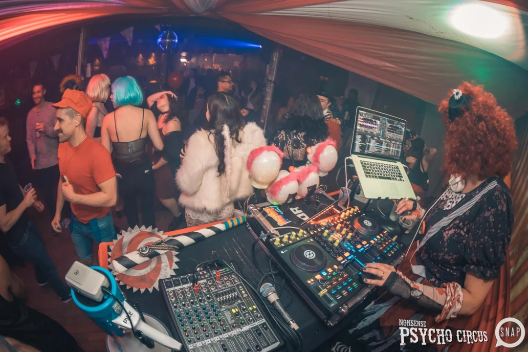 Nonsense - PSYCHO CIRCUS 2 with special guest performances by EVAH DESTRUCTION! The DJ is Kimber! 3rd Friday of every month at The Basement in EAV. Photo by Oh Snap/Fabeaux