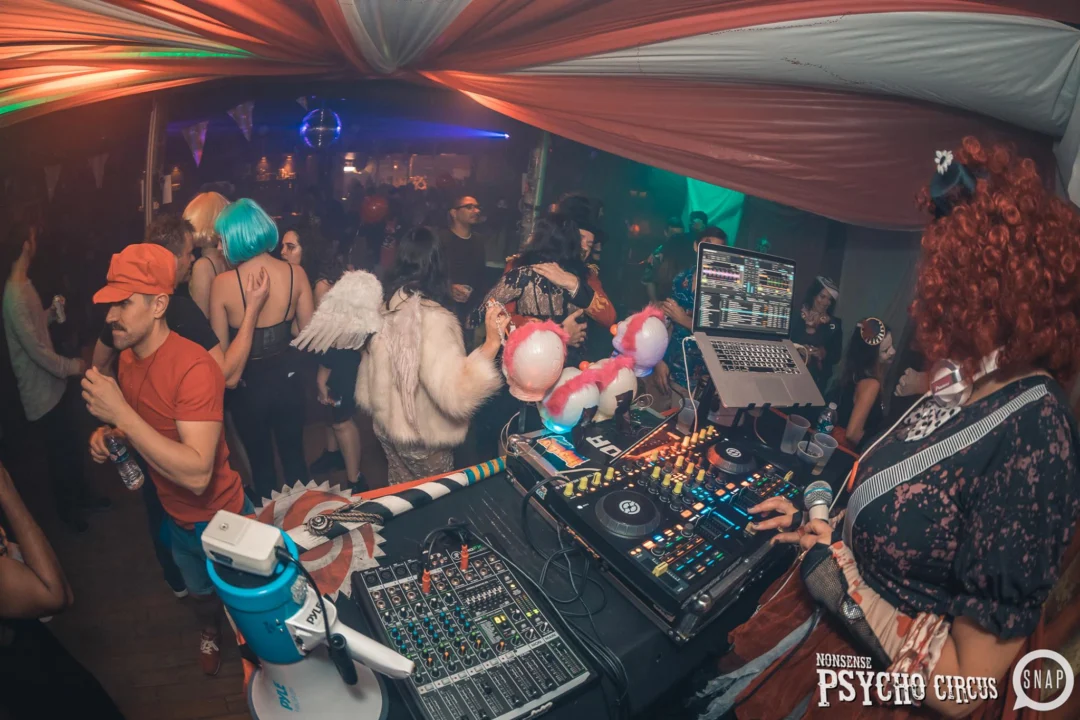 Nonsense - PSYCHO CIRCUS 2 with special guest performances by EVAH DESTRUCTION! The DJ is Kimber! 3rd Friday of every month at The Basement in EAV. Photo by Oh Snap/Fabeaux