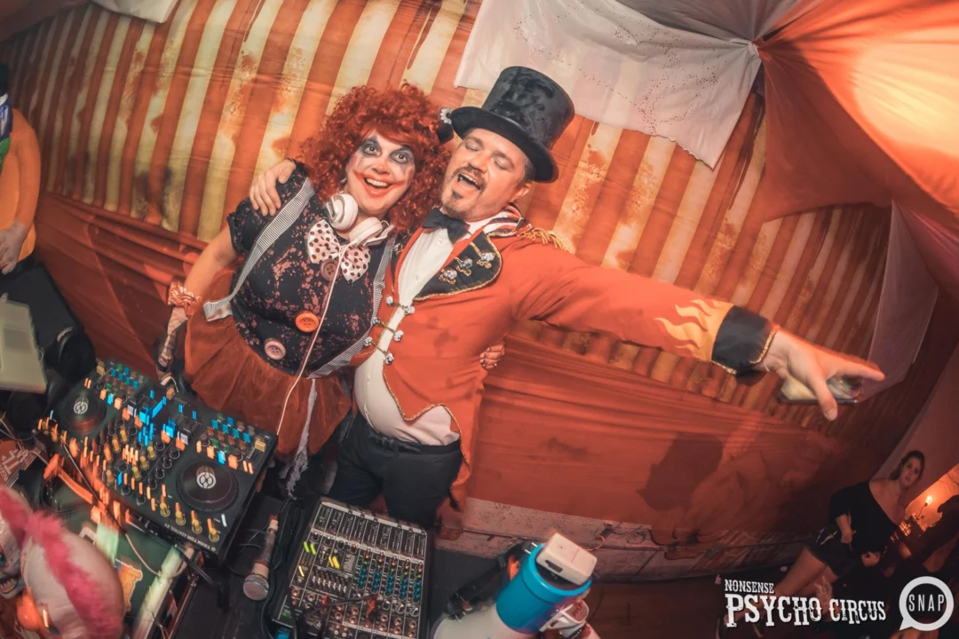 Nonsense - PSYCHO CIRCUS 2 with special guest performances by EVAH DESTRUCTION! The DJ is Kimber! 3rd Friday of every month at The Basement in EAV. Photo by Oh Snap/Fabeaux