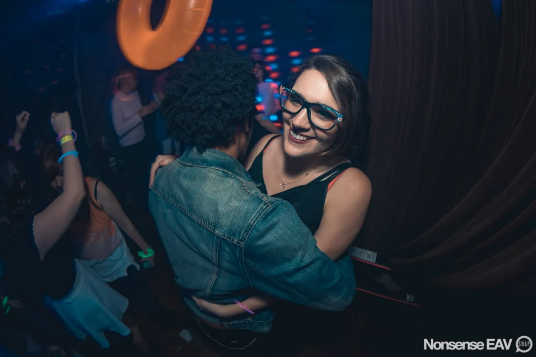 Nonsense: GLOW Indie Dance Party - February 2018! We danced! We glowed! We got ridiculous! Nonsense is the 3rd Friday of every month at The Basement. Kimber is the DJ. Photo by Oh Snap.
