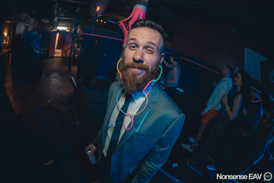 Nonsense: GLOW Indie Dance Party - February 2018! We danced! We glowed! We got ridiculous! Nonsense is the 3rd Friday of every month at The Basement. Kimber is the DJ. Photo by Oh Snap.