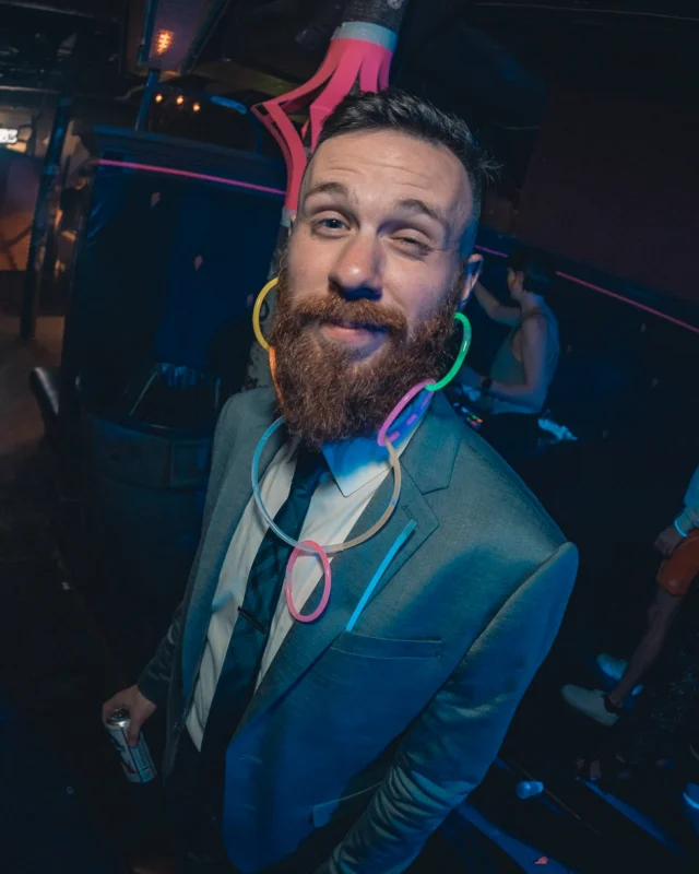 Nonsense: GLOW Indie Dance Party - February 2018! We danced! We glowed! We got ridiculous! Nonsense is the 3rd Friday of every month at The Basement. Kimber is the DJ. Photo by Oh Snap.