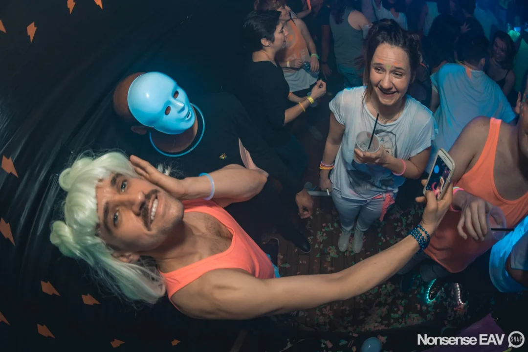 Nonsense: GLOW Indie Dance Party - February 2018! We danced! We glowed! We got ridiculous! Nonsense is the 3rd Friday of every month at The Basement. Kimber is the DJ. Photo by Oh Snap.