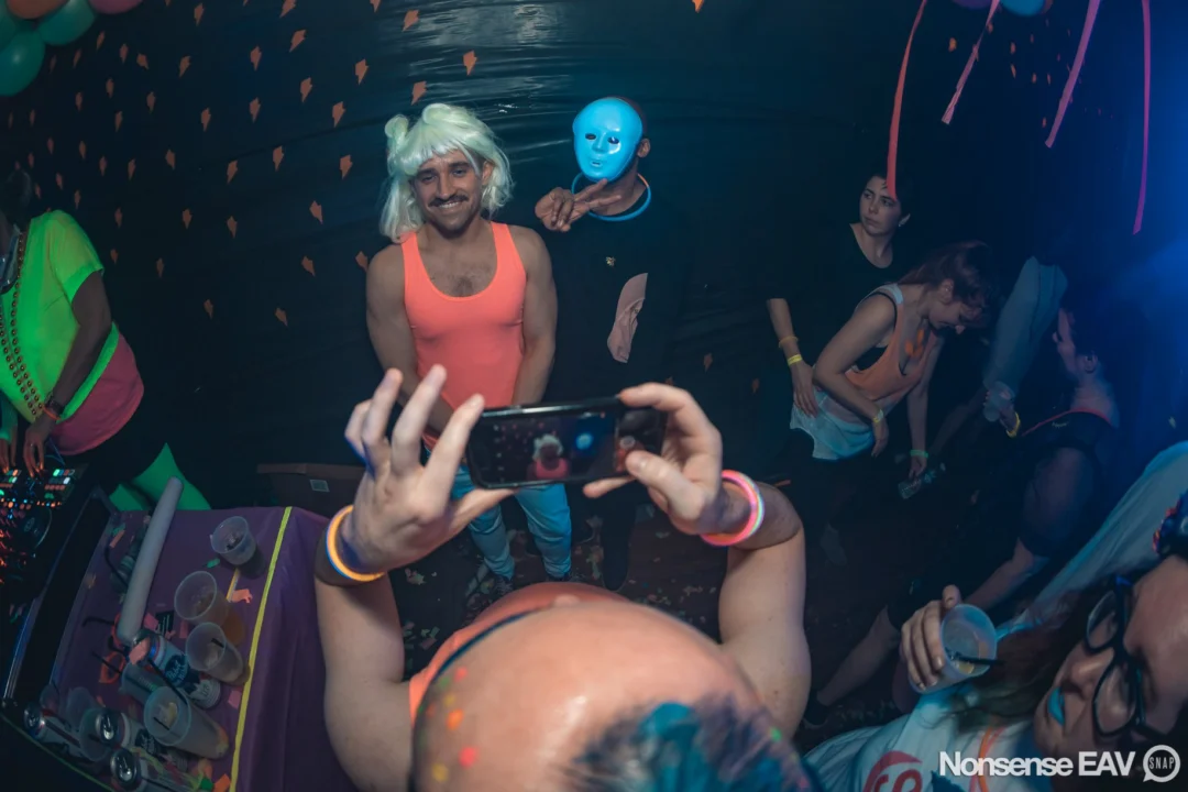 Nonsense: GLOW Indie Dance Party - February 2018! We danced! We glowed! We got ridiculous! Nonsense is the 3rd Friday of every month at The Basement. Kimber is the DJ. Photo by Oh Snap.