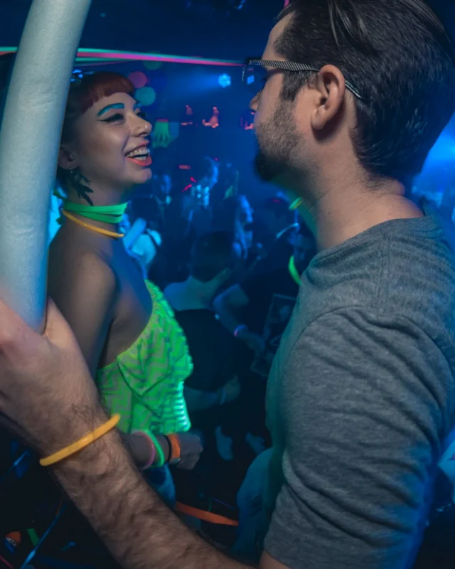 Nonsense: GLOW Indie Dance Party - February 2018! We danced! We glowed! We got ridiculous! Nonsense is the 3rd Friday of every month at The Basement. Kimber is the DJ. Photo by Oh Snap.