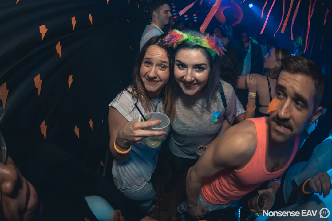 Nonsense: GLOW Indie Dance Party - February 2018! We danced! We glowed! We got ridiculous! Nonsense is the 3rd Friday of every month at The Basement. Kimber is the DJ. Photo by Oh Snap.