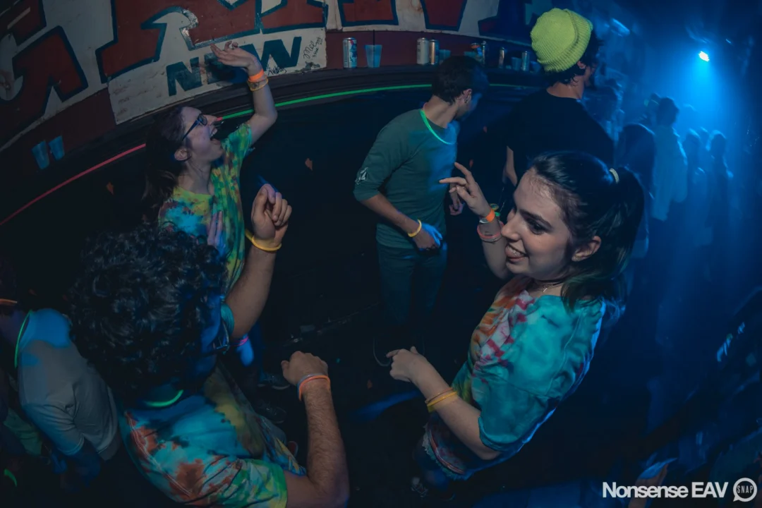 Nonsense: GLOW Indie Dance Party - February 2018! We danced! We glowed! We got ridiculous! Nonsense is the 3rd Friday of every month at The Basement. Kimber is the DJ. Photo by Oh Snap.