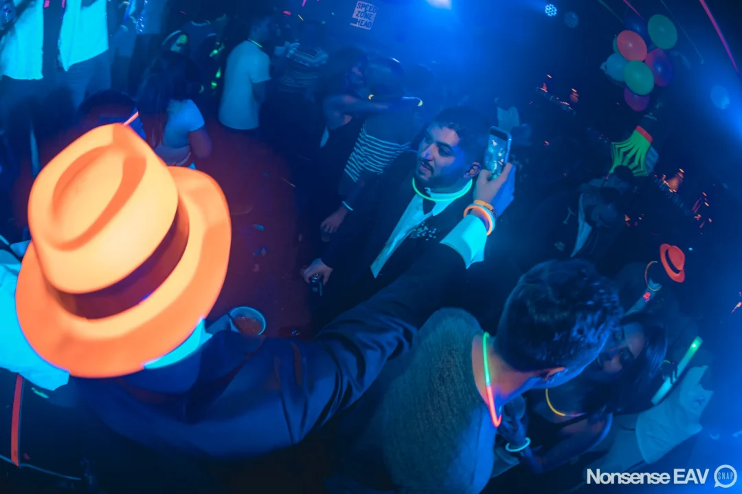 Nonsense: GLOW Indie Dance Party - February 2018! We danced! We glowed! We got ridiculous! Nonsense is the 3rd Friday of every month at The Basement. Kimber is the DJ. Photo by Oh Snap.