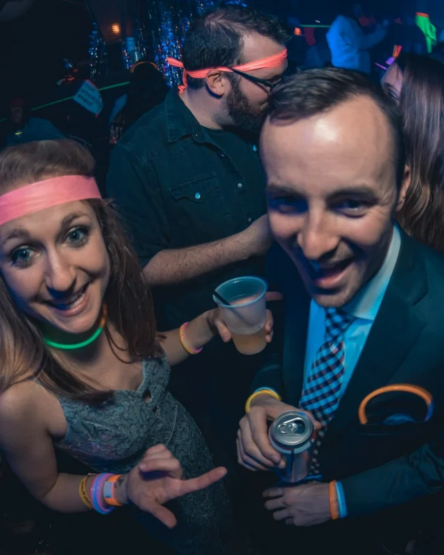Nonsense: GLOW Indie Dance Party - February 2018! We danced! We glowed! We got ridiculous! Nonsense is the 3rd Friday of every month at The Basement. Kimber is the DJ. Photo by Oh Snap.