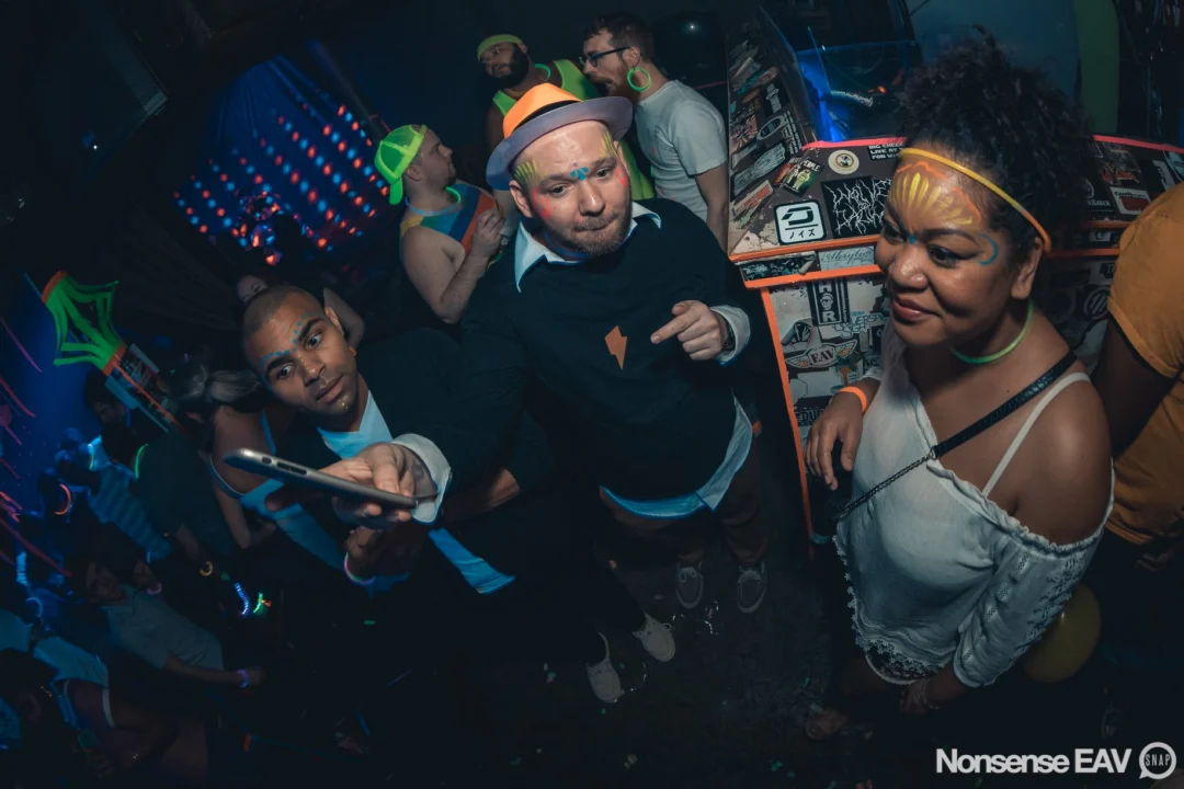 Nonsense: GLOW Indie Dance Party - February 2018! We danced! We glowed! We got ridiculous! Nonsense is the 3rd Friday of every month at The Basement. Kimber is the DJ. Photo by Oh Snap.