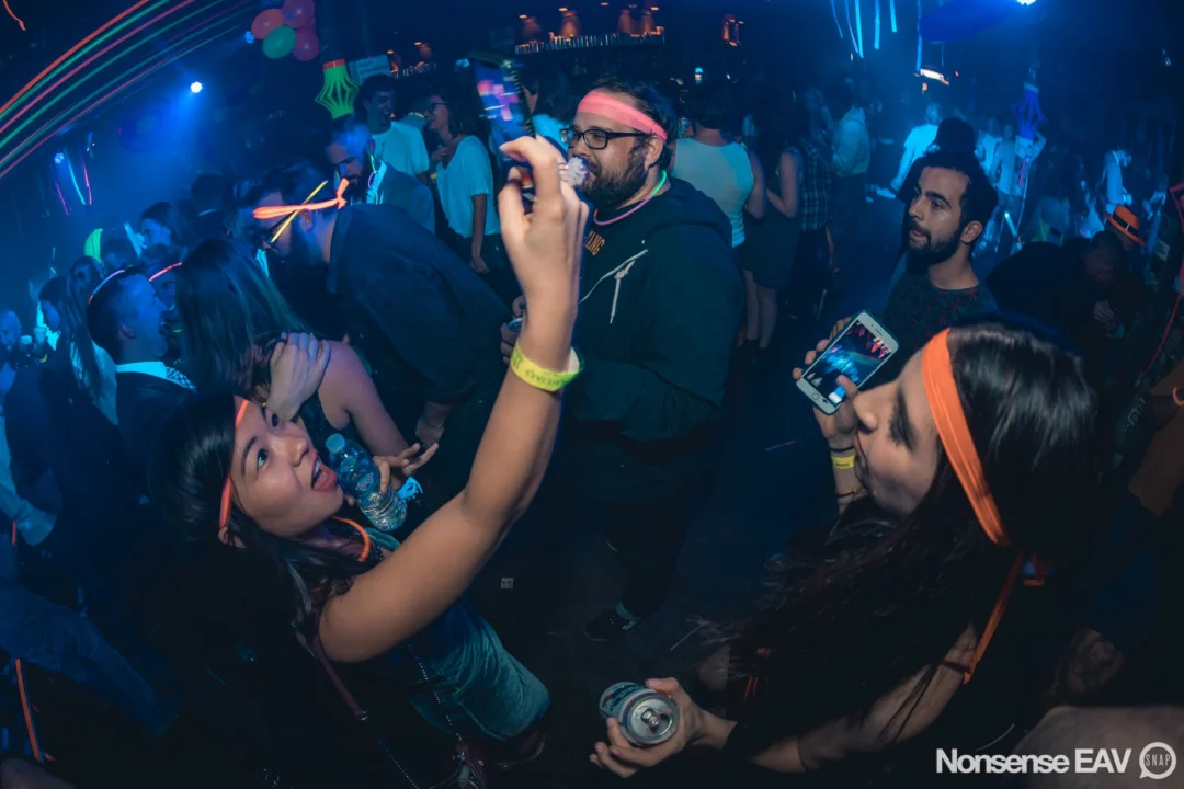 Nonsense: GLOW Indie Dance Party - February 2018! We danced! We glowed! We got ridiculous! Nonsense is the 3rd Friday of every month at The Basement. Kimber is the DJ. Photo by Oh Snap.
