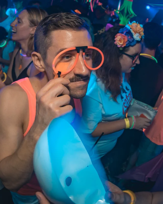 Nonsense: GLOW Indie Dance Party - February 2018! We danced! We glowed! We got ridiculous! Nonsense is the 3rd Friday of every month at The Basement. Kimber is the DJ. Photo by Oh Snap.