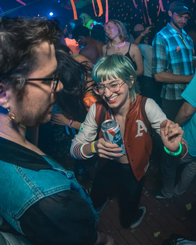 Nonsense: GLOW Indie Dance Party - February 2018! We danced! We glowed! We got ridiculous! Nonsense is the 3rd Friday of every month at The Basement. Kimber is the DJ. Photo by Oh Snap.