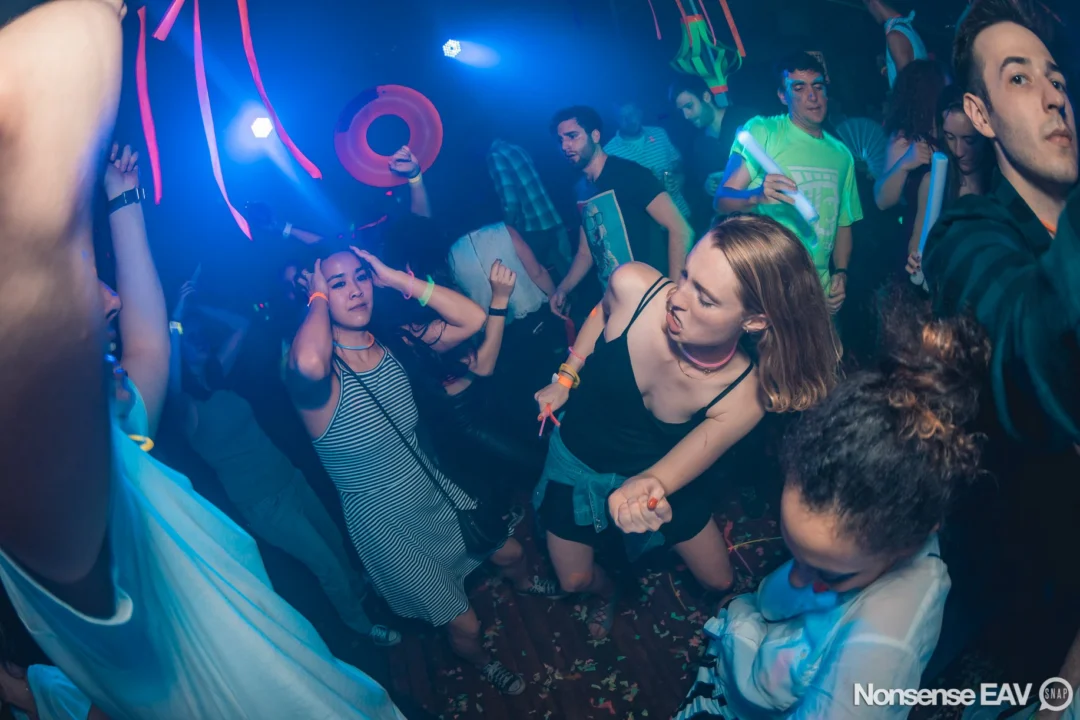 Nonsense: GLOW Indie Dance Party - February 2018! We danced! We glowed! We got ridiculous! Nonsense is the 3rd Friday of every month at The Basement. Kimber is the DJ. Photo by Oh Snap.