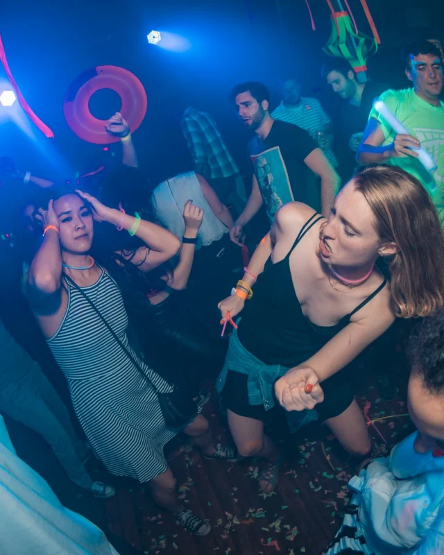 Nonsense: GLOW Indie Dance Party - February 2018! We danced! We glowed! We got ridiculous! Nonsense is the 3rd Friday of every month at The Basement. Kimber is the DJ. Photo by Oh Snap.