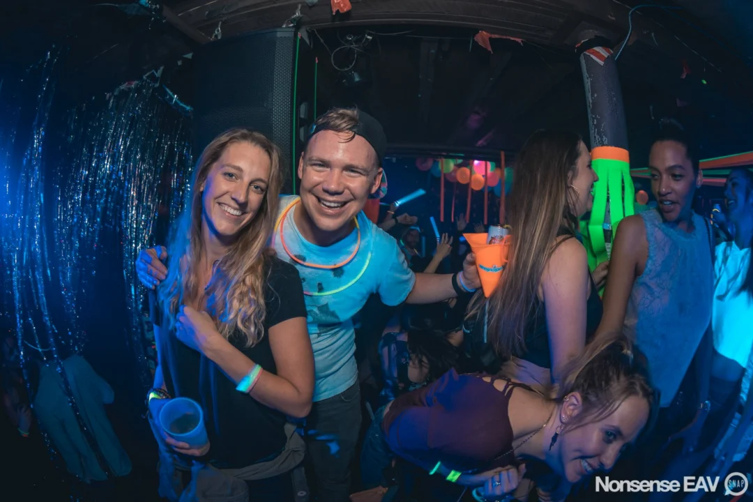 Nonsense: GLOW Indie Dance Party - February 2018! We danced! We glowed! We got ridiculous! Nonsense is the 3rd Friday of every month at The Basement. Kimber is the DJ. Photo by Oh Snap.