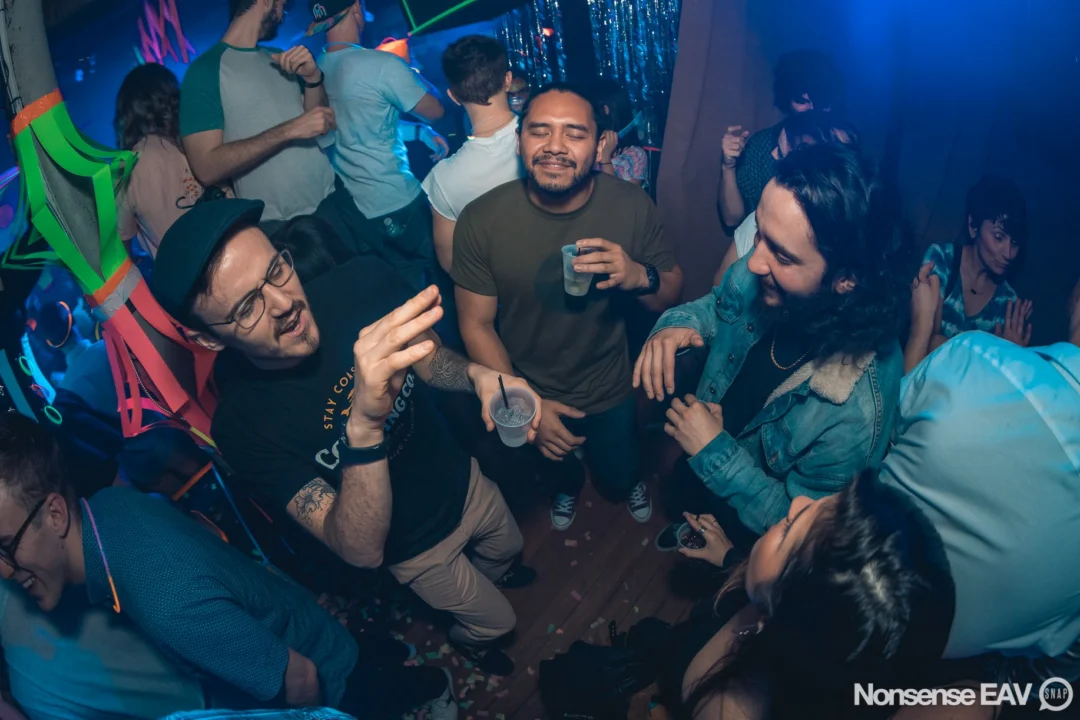 Nonsense: GLOW Indie Dance Party - February 2018! We danced! We glowed! We got ridiculous! Nonsense is the 3rd Friday of every month at The Basement. Kimber is the DJ. Photo by Oh Snap.