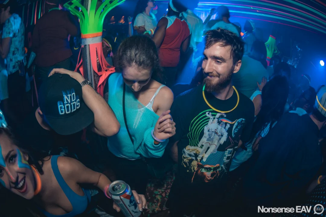 Nonsense: GLOW Indie Dance Party - February 2018! We danced! We glowed! We got ridiculous! Nonsense is the 3rd Friday of every month at The Basement. Kimber is the DJ. Photo by Oh Snap.