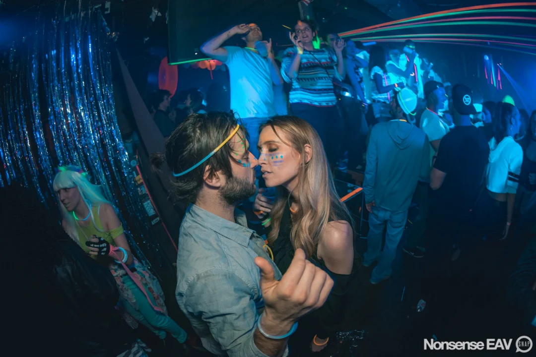 Nonsense: GLOW Indie Dance Party - February 2018! We danced! We glowed! We got ridiculous! Nonsense is the 3rd Friday of every month at The Basement. Kimber is the DJ. Photo by Oh Snap.